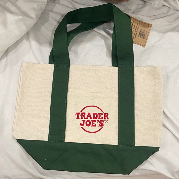 Trader Joe'S Handbags - Trader Joe's Green and Cream Tote Bag